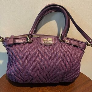 Coach  Madison Sophia  quilted  Satchel shoulder bag  dark purple excellent Cond